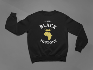 I Am Black History Golden Crown Crew Neck Sweatshirt