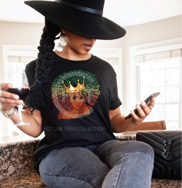 Black History Influential Leaders Fro Ladies' T-shirt